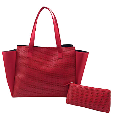 Perforated Microfiber Tote Set, Red