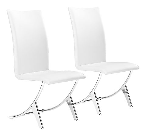 Zuo Modern Delfin Dining Chairs, White, Set Of
