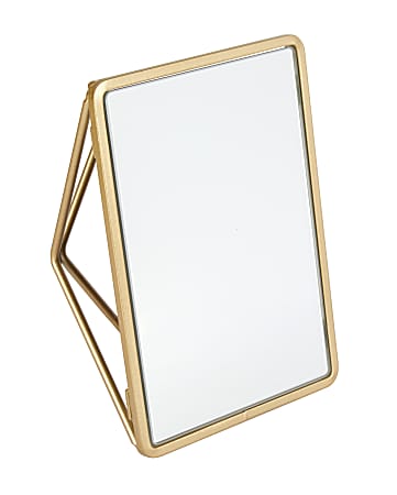 Realspace® Desktop Mirror, 7"H x 5"W x 2.56"D, Gold Satin
