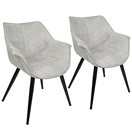 LumiSource Wrangler Chairs, Black/Light Gray, Set Of 2 Chairs