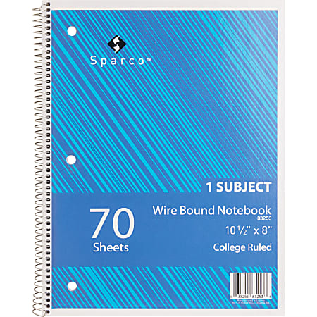 人気特価 Bound Wire Sparco Notebooks Sheets 70 Ruled College 10.5 x 8 絵本・児童書