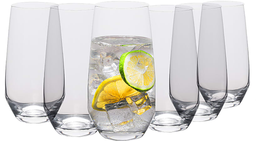 Table 12 Lead-Free Crystal Large Beverage Glasses, 16.5 Oz, Clear, Set Of 6 Glasses
