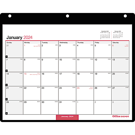 2024 Office Depot® Brand Monthly Desk Wall Calendar,