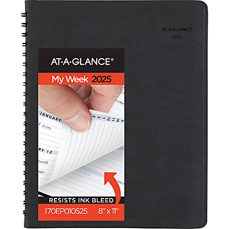 2025 AT-A-GLANCE® The Action Planner Weekly Appointment Book Planner, 8" x 11", Black, January To December, 70EP0105