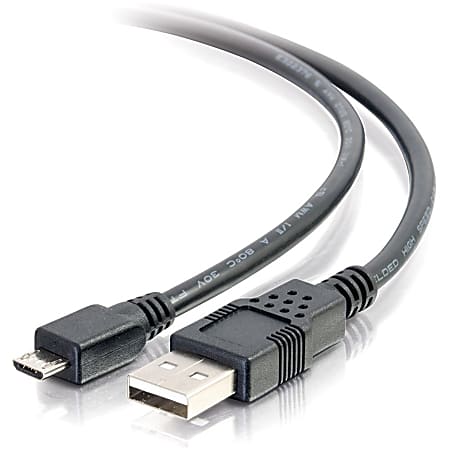 C2G 9.8ft USB to Micro B Cable - USB A to Micro USB Cable - USB 2.0 - M/M - Type A Male USB - Micro Type B Male USB - 10ft - Black