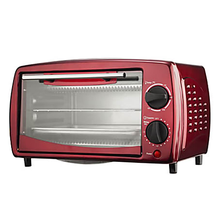 Brentwood 4-Slice Toaster Oven Broiler, 8-1/2"H x 9-1/2"W x 14-1/2"D, Red