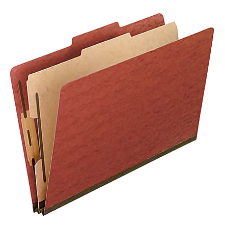 Pendaflex® Pressboard Classification Folder, 2" Expansion, 1 Divider, 8 1/2" x 14", Legal, Red, Box of 1
