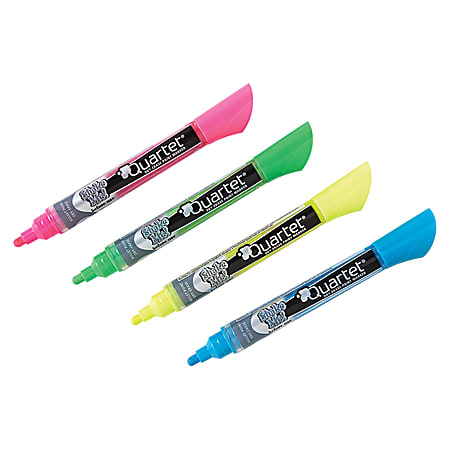 Quartet® Glo-Write® Neon Dry-Erase Markers, Bullet Tip, Assorted Colors, Pack Of 4