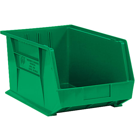 Partners Brand Plastic Stack & Hang Bin Boxes, Small Size, 5 3/8" x 4 1/8" x 3", Green, Pack Of 24