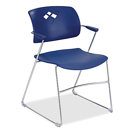Safco® Veer Flex-Frame Stacking Chairs, Blue, Pack Of 4