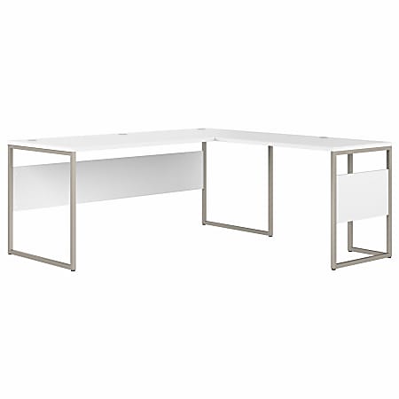 Bush Business Furniture Hybrid 72"W L-Shaped Corner Desk Table With Metal Legs, White, Standard Delivery, HYB026WH