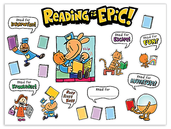 Scholastic® Teacher's Friend Dog Man Reading Is Epic! Bulletin Board Set, Grades 1 - 5