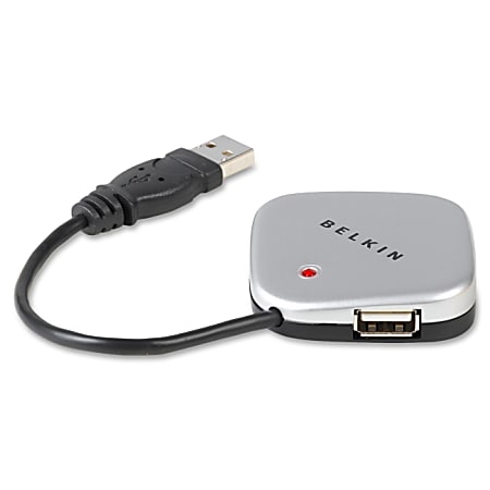 Belkin® Hi-Speed USB 2.0 4-Port Ultra-Mini Hub, Silver
