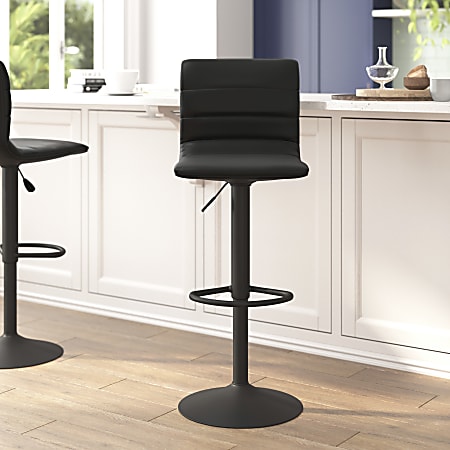 Flash Furniture Contemporary Adjustable Bar Stools, Black Vinyl/Black Frame