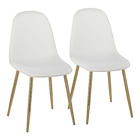 LumiSource Pebble Contemporary Dining Chairs, White/Gold, Set Of 2 Chairs