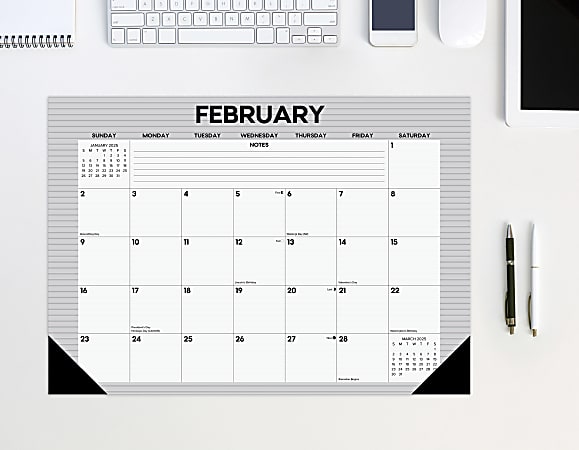 2025 Willow Creek Press Monthly Desk Pad Calendar, 17” x 12”, Pinstripe, January 2025 To December 2025, 48269