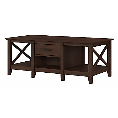 Bush® Furniture Key West Coffee Table With Storage, 18"H x 47-1/5"W x 24"D, Bing Cherry, Standard Delivery