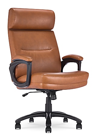 Serta&reg; Comfort Big &amp; Tall Ergonomic Bonded Leather High-Back Executive Office Chair, Cognac