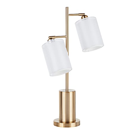 LumiSource Cannes Table Lamp, 27"H, Gold Base/White Shade
