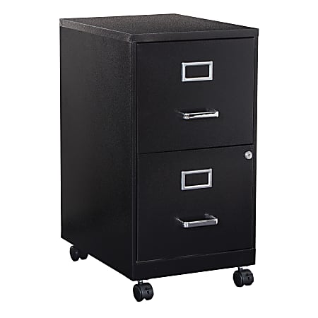 Office Star™ 20"D Vertical 2-Drawer Mobile Locking File Cabinet, Black
