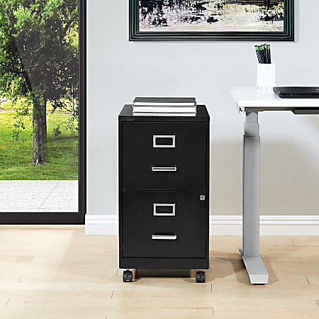 Office Star 20 D Vertical 2 Drawer Mobile Locking File Cabinet Black Office Depot
