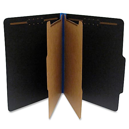SJ Paper Fusion 2-Divider Classification Folders, Letter Size, 30% Recycled, Black/Blue, Box Of 15