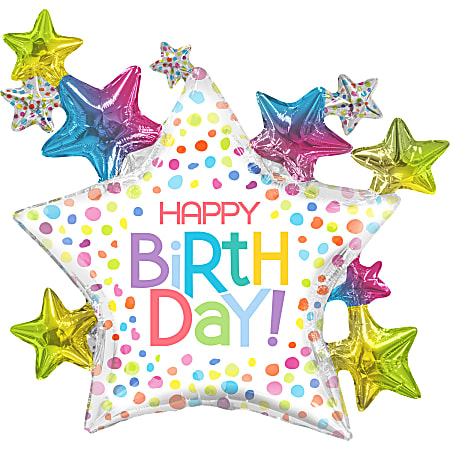 Amscan Birthday Foil Balloon, Star, 36", Painted Dots