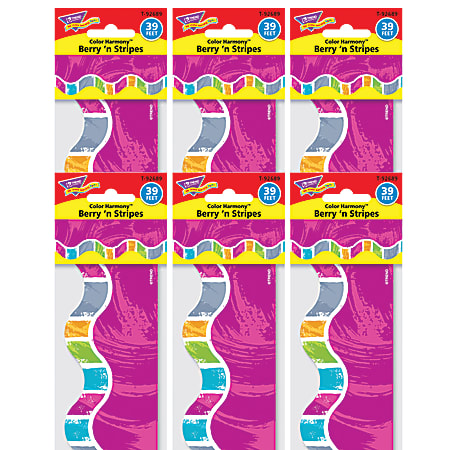 TREND Color Harmony™ Berry 'N Stripes Terrific Trimmers®, 39 Feet Per Pack, 6 Packs