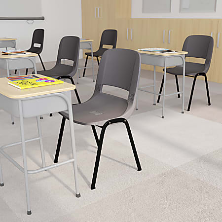 Flash Furniture HERCULES Series Ergonomic Stack Chair, Gray/Black