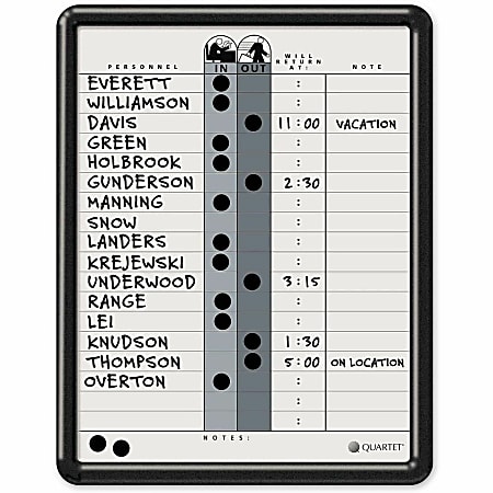 Quartet® Classic Gray In/Out Board, 11" x 14", Aluminum Frame With Black Finish