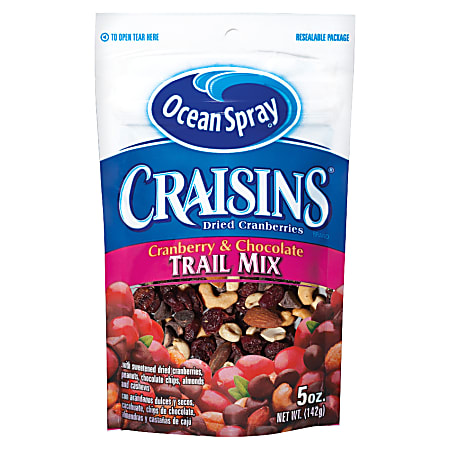 Ocean Spray® Craisins® Cranberries & Chocolate Trail Mix, 5 Oz. Bag