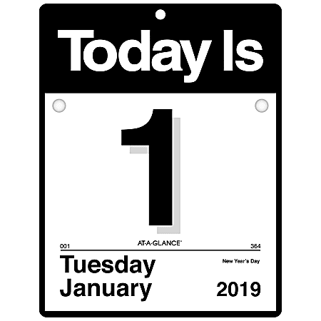 AT-A-GLANCE® Today Is Daily Wall Calendar, 9 3/8" x 12", 30% Recycled, January to December 2019
