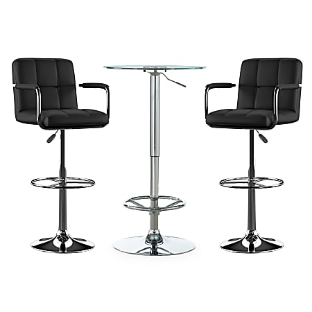 Powell Quaid 3-Piece Pub Table Set, Black