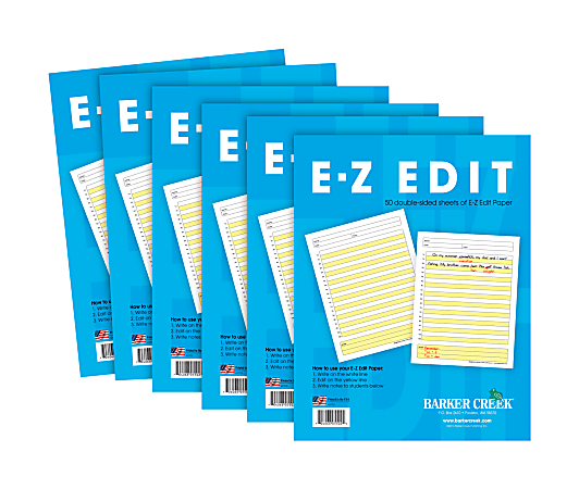 Barker Creek® E-Z Edit Paper Set, Grades 1-College, 50 Sheets, Pack Of 6