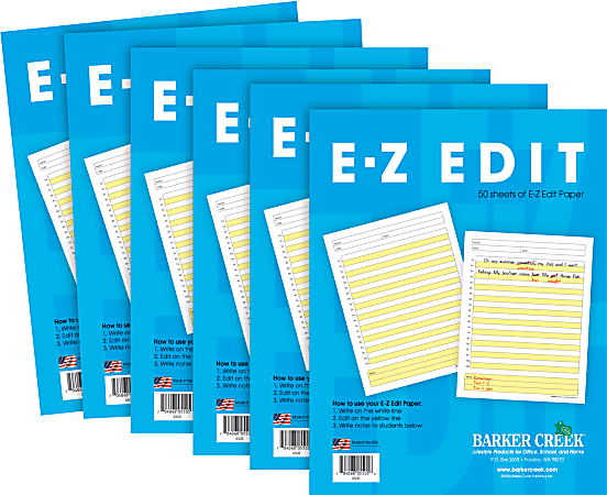 Barker Creek® E-Z Edit Paper Set, Grades 1-College, 50 Sheets, Pack Of 6