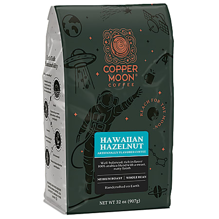 Copper Moon® Coffee Whole Bean Coffee, Hawaiian Hazelnut, 2 Lb Per Bag, Carton Of 4 Bags