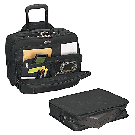 Samsonite® Nylon Triple-Gusset Wheeled Computer Case, 13"H x 17"W x 8"D, Black