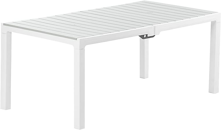 Inval Madeira Indoor And Outdoor Rectangular Plastic Patio Dining Table, 29-1/8” x 70-7/8”, White Wood
