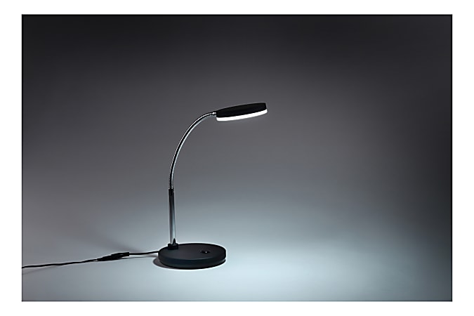 Battery Powered LED Desk Lamp with Adjustable Metal Gooseneck (Black)