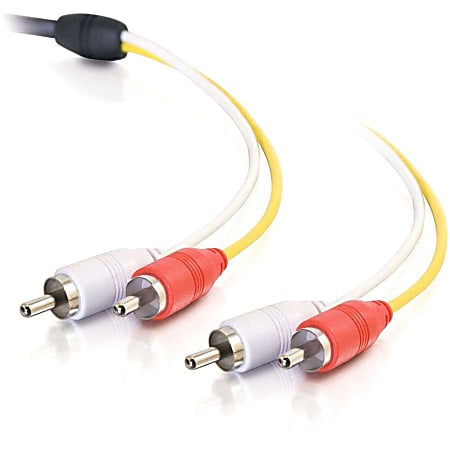 C2G 50ft Plenum-Rated RCA Stereo Audio Cable with Low Profile Connectors - 50 ft Audio Cable - First End: 2 x RCA Male Stereo Audio - Second End: 2 x RCA Male Stereo Audio - Shielding - Black
