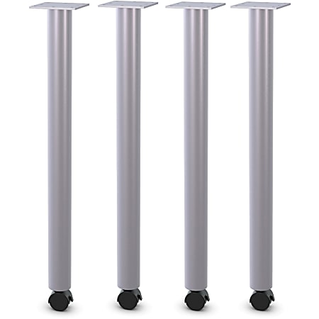 Lorell Relevance Tabletop Post Legs - 1" x 2"27.8" , 2" Caster - Material: Steel - Finish: Gray