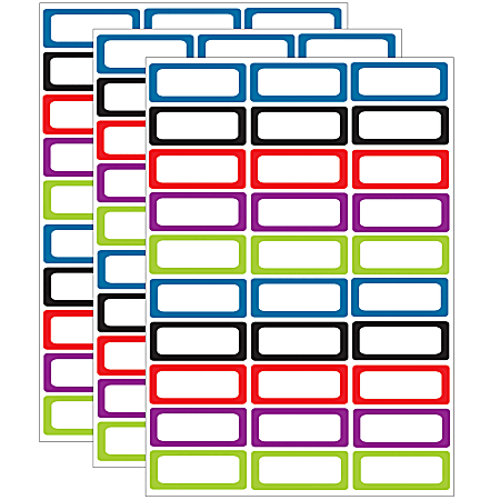 Ashley Productions Die-Cut Magnetic Foam Labels/Nameplates, 2-1/2" x 1", Assorted Colors, 30 Labels Per Pack, Set Of 3 Packs
