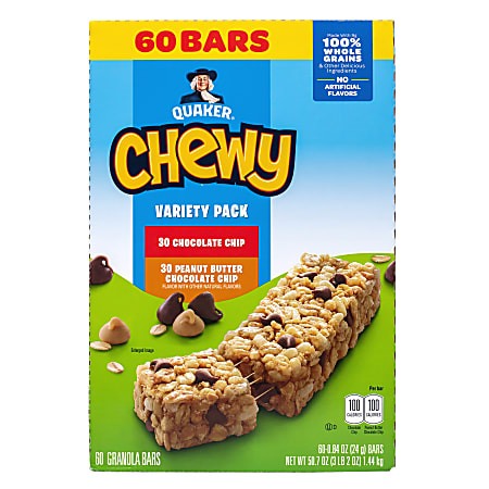 QUAKER Chewy Granola Bar Chocolate Chip Peanut Butter Chocolate Chip ...