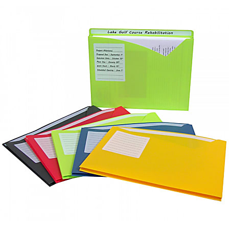 C Line Write On Poly File Jackets 8 12 x 11 Assorted Colors