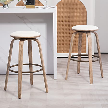Glamour Home Beatus Fabric Barstool, Beige/Brown