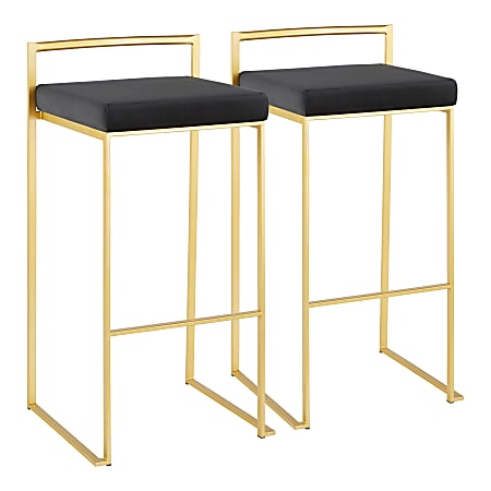LumiSource Fuji Stackable Bar Stools GoldBlack Set Of 2 Stools