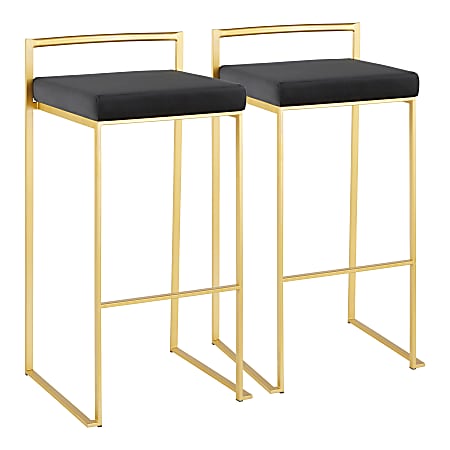 LumiSource Fuji Stackable Bar Stools, Gold/Black, Set Of 2 Stools