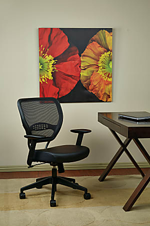Office Star Space Seating Bonded Leather Mid Back Chair Black