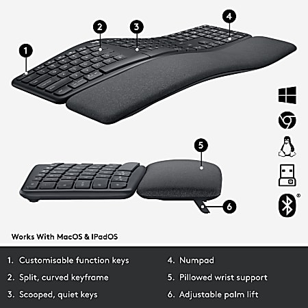 Logitech ERGO K860 Split Ergonomic Wireless Keyboard For Business Graphite 920010175