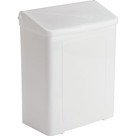 Impact Safe-Use Wall Mountable Sanitary Napkin Receptacle, 10-5/8"H, 9"W x 4-5/8"D, White